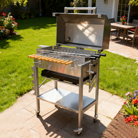 Grill à brochettes multi-espaces réglable pour charbon de bois, modèle original et authentique Foukou de Chypre avec moteur à vitesse variable