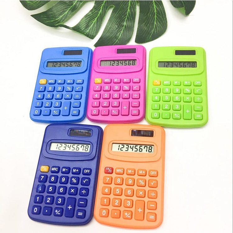 Wholesales New Design 8 Digits Solar Power Calculator Promotional Gifts Mini Pocket Size China Supplier Lcd Colorful Calculator