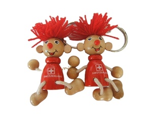 Cartoon Children Wooden Kids Clown Dolls Key Chains Toy