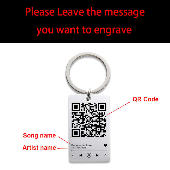 Custom QR Code Keychain - Favourite Song Spotify Keyring