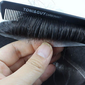 Indiase Remy Haarstukjes Produceert Natuurlijke Zwarte Dunne Huid Permanente Mono Pu Haar Vervangende Mannen Toupet - Product Image 4