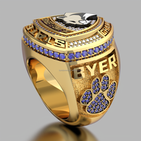Bague de championnat de sport personnalisée 2026, bagues pour joueurs masculins, vente en gros, plaqué or blanc 18 carats avec pierres CZ serties à griffes.