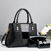 20266 Sacs à main de luxe pour femmes, ensemble 3-en-1, motif crocodile, avec fermeture éclair, sacs à bandoulière et sacs portés épaule, vente directe fabricant
