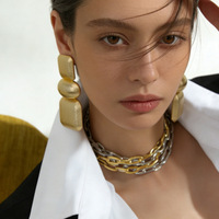 Boucles d'oreilles longues géométriques mates Kaimei 2027, bijoux de mode, boucles d'oreilles carrées épaisses vintage pour femmes, style punk hip hop, grandes boucles d'oreilles