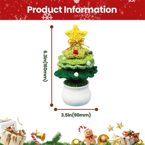 Crochet <strong>Christmas</strong> Tree Handmade Knitted Potted Decor Artificial Tree Home <strong>Office</strong> Modern Style Hanging <strong>Christmas</strong> Tree <strong>Decoration</strong> - Product Image 2