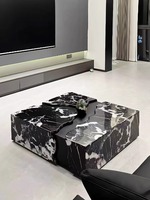 Table basse italienne de luxe en marbre, style moderne et minimaliste, design de rivière, pour petit mobilier de centre de restauration domestique