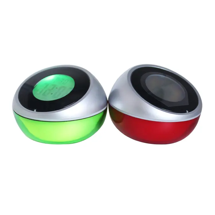 Electronic Tumbler Round Shape 7 LED Colorful Changing Snooze French Hourly Talking Alarm Clock