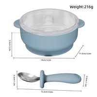 Ensemble de vaisselle pour bébé en gros, sans BPA, avec bol alimentaire à couvercle, fourchette, cuillère et ventouse anti-chute