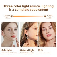 Petit miroir de maquillage portable pour filles, cadre en métal durable, support avec lumière LED tactile, design transfrontalier, utilisation sur le bureau