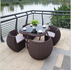 Gran oferta, estilo moderno, 1 mesa, 4 <span class=keywords><strong>sillas</strong></span>, juego <span class=keywords><strong>de</strong></span> jardín <span class=keywords><strong>de</strong></span> mimbre <span class=keywords><strong>de</strong></span> ratán, muebles <span class=keywords><strong>de</strong></span> exterior económicos para comedor, sala <span class=keywords><strong>de</strong></span> estar, hoteles, parques - Product Image 2