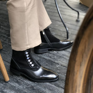 Botas Chelsea Retro Italianas para <span class=keywords><strong>Hombre</strong></span>, de Gamuza de Piel Vacuna Auténtica, Talla Grande, Punta Cuadrada, Calzado de Invierno - Product Image 5