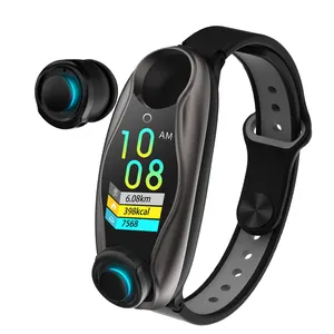 T90 Men Smart earphone wireless with watches 2 in 1 BT 5.0 Women Smart Watch Android IOS BT Call Support Fitness Bracelet LT04