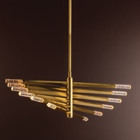 Lustre à Led Moderne Américain de Luxe Vintage en Laiton Finition pour Restaurant Salon Villa