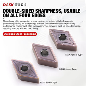 DNMG150604 Insert de tournage en carbure de tungstène pour tour indexable en acier inoxydable MA/<span class=keywords><strong>MS</strong></span>/EM/HQ Inserts à rainure Outils de coupe CNC - Product Image 4