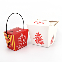 Boîtes à emporter chinoises jetables personnalisées avec poignée en fil métallique, taille 16 oz/pinte