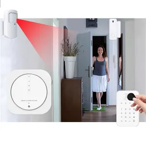 WiFi GSM Tuya inalámbrico inteligente hogar Oficina seguridad alarma antirrobo sistema APP Control, Compatible con Alexa y Google Home