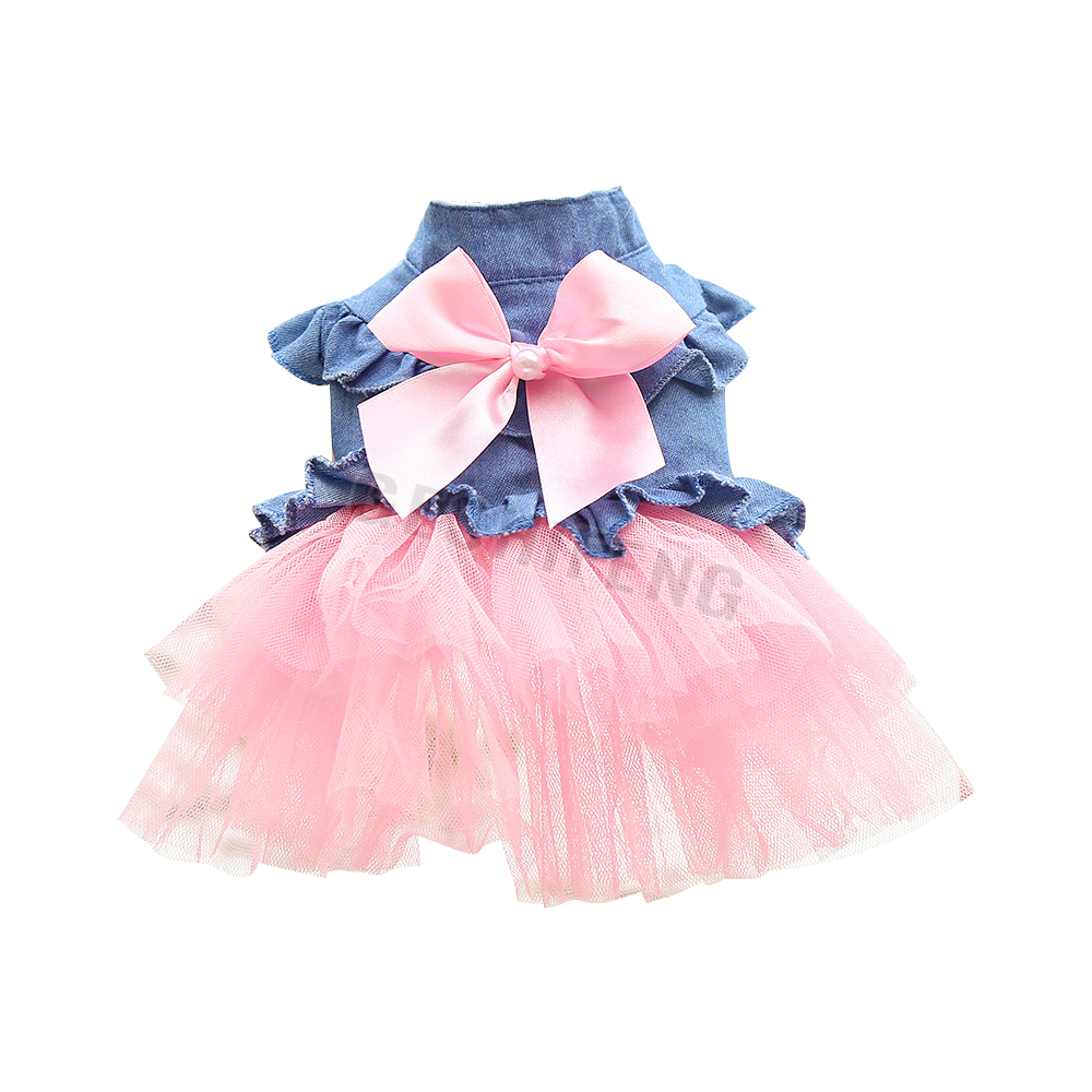 Pink Tulle Tutu Dress For Small Dogs – French Bulldog, Pug, Corgi Summer Princess Dress With Jacquard Mesh Skirt