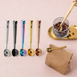 Factory Custom 15ml Spoon Coffee Powder Stainless Steel Measuring Spoons with Bag <b>Clip</b> - Product Image 1
