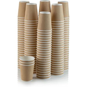 Custom Printed Biodegradable Ripple <b>Cup</b> 6/8/9/12 oz Double Wall Insulated Kraft Paper Lid <b>Disposable</b> Tea/Coffee/Tequila/Wine - Product Image 1