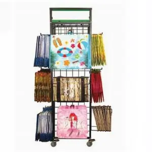 Customization Supermarket Metal Wire Rack Wheel Rack Pouch Shelves Display Showcase Low Price