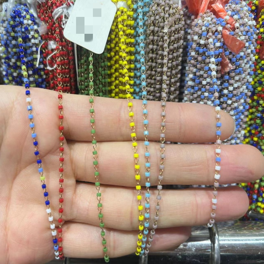 18K Gold Plated DIY Jewelry Making Supplies Colorful Glass Beads Chains for Necklaces Bracelets Anklets