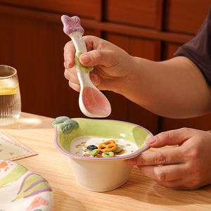 Tazón de Arroz Estilo Americano para Regreso a Clases, de Alta Apariencia, para una Sola Persona, con Cuchara de Forma Linda para <span class=keywords><strong>Desayuno</strong></span>, Yogur, Ensalada y Postre - Product Image 1