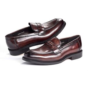 Prix de gros usine Mocassins de luxe pour hommes en cuir véritable de haute qualité, à enfiler, pour mariage, affaires et banquets - Product Image 1