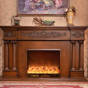 <span class=keywords><strong>Chimenea</strong></span> Eléctrica Contemporánea de Madera Marrón con Marco de <span class=keywords><strong>Chimenea</strong></span> Falso de Madera - Product Image 1