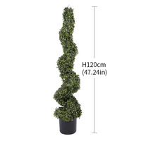 Arbre Topiaire Spirale Artificiel de Luxe Écologique Premium 120cm, Plante Artificielle en Pot Légère, Durable et Résistante à l'Eau