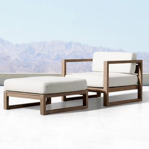 أريكة خشب الساج الحديثة والمتينة للفيلات الخارجية، أثاث الفناء، كرسي استرخاء في الهواء الطلق، طقم أريكة للحدائق والشرفات من الخشب الصلب - Product Image 4