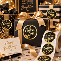 Autocollants ronds personnalisés en or noir, autocollants adhésifs pour sceller les cadeaux, pour les fêtes et les cadeaux de luxe