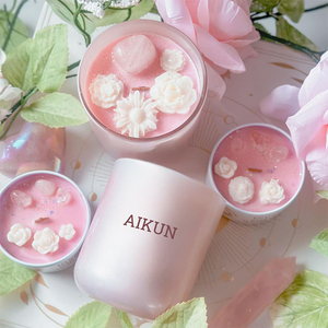 AIKUN Custom Handmade Crystal Stone Aroma Candle Fragrance Box Gift Crafts for Father's Day Wholesale Aromatherapy Candle Wax - Product Image 3