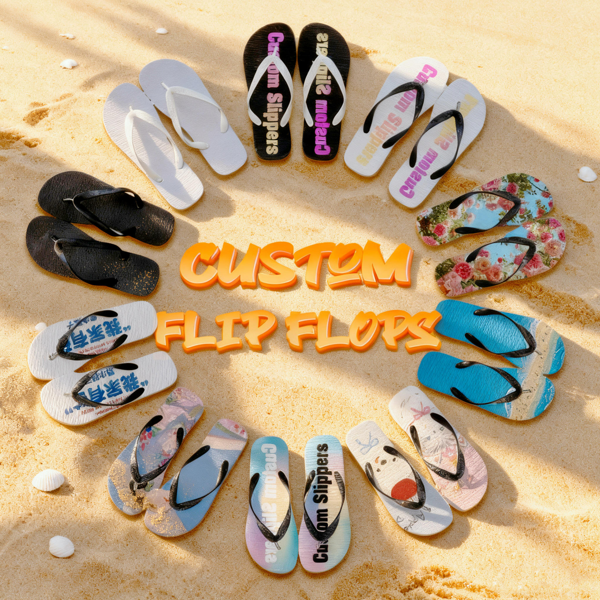 Die Cut Sole Flip Flops Customized Beach Slippers