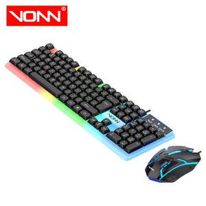 VONN VON350 RGBバックライトゲーミングキーボードとマウスコンボフルサイズ104キーワイヤードセットラップトップPC用在庫あり - Product Image 1