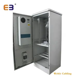 Telecom Outdoor Cabinet Double Layers Design IP55 Max IP65 Protection Level Single Door AC Telecom 32U Outdoor Cabinet