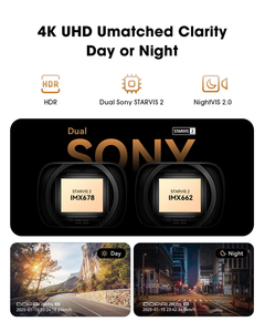 Dpai Z60 Pro กล้องติดรถยนต์4G แบบคู่ความละเอียด4K UHD ความละเอียด3K 60fps เฟรมสูง2.0 nightvis กับ Ai ISP - Product Image 3