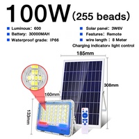 Projecteur LED solaire extérieur haute luminosité avec indice de protection IP65, télécommande, réflecteur de jardin