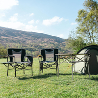 Chaise de camping robuste et pliable avec table latérale intégrée pour pêche, pique-nique, concert en plein air