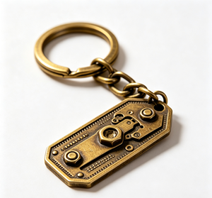 Vintage Brass Tone Metal <b>Key</b> Chain Engraved Tag Chain <b>Ring</b> <b>Key</b> Holder for Gift and <b>Bag</b> Accessory - Product Image 1