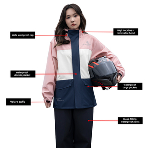Veste et pantalon de pluie pour motard, style patchwork tendance, en polyester pongé et <span class=keywords><strong>film</strong></span> PU, imperméable - Product Image 3