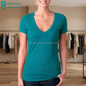 Camisetas de algodón con cuello de pico profundo para mujer, de 240 - Product Image 2