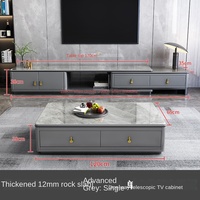 Meuble TV moderne et simple pour la maison, le salon, support rétractable au sol avec combinaison de table à thé, panneau MDF, rangement