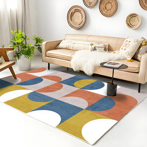 พรมปูพื้นลายเรขาคณิตหรูหรา รูปทรงสี่เหลี่ยมผืนผ้า วัสดุเลียนแบบขนแคชเมียร์ กันลื่น เหมาะสำหรับห้องนั่งเล่น ห้องนอน สไตล์นอร์ดิก รุ่น H-256 - Product Image 2