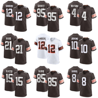 Jersey Sepak Bola Amerika Cleveland Browns Jahitan Drop Shipping Warna Coklat # 12 Mesin Pengamplas Shedeur # 95 Garrett # 4 Kemeja Watson