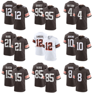 Maillot de football américain <span class=keywords><strong>Cleveland</strong></span> Browns cousu, livraison directe, couleur marron # 12 ponceuses Shedeur # 95 Garrett # 4 chemises Watson - Product Image 1