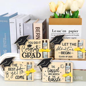 Porte-cartes en <span class=keywords><strong>bois</strong></span> personnalisé pour diplômé 2026 – Cadeau de fin d'études avec casquette – Décoration de fête et support pour billets - Product Image 2