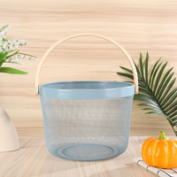 Panier à fruits rond avec poignée en bouleau, taille personnalisable, panier de pique-nique