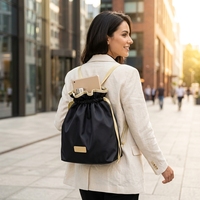 Sac à dos unisexe double usage, grande capacité, pliable, imperméable, avec fermeture à cordon, doublure en nylon légère, sac de sport et de voyage, style européen