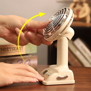 Retro Desktop Fan <b>Mini</b> USB Rechargeable Digital Display Oscillating <b>Table</b> Fan 6.9 In DC Motor Pink Green Off White - Product Image 3