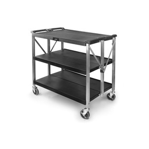 Carrello Pieghevole a 3 Ripiani con Telaio in Metallo Nero e Ruote per Stoccaggio e Trasporto - Product Image 1